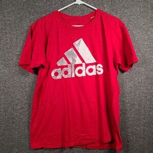 Adidas Red Short Sleeve T-Shirt with Big Logo Size Large